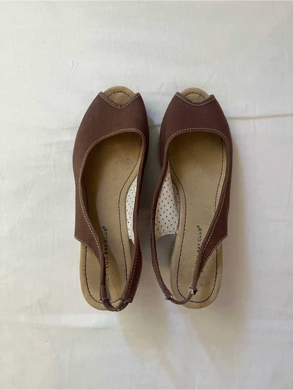 Y2K 2000s Montego Bay Club Brown Beige Wedge Heels Women's US 8